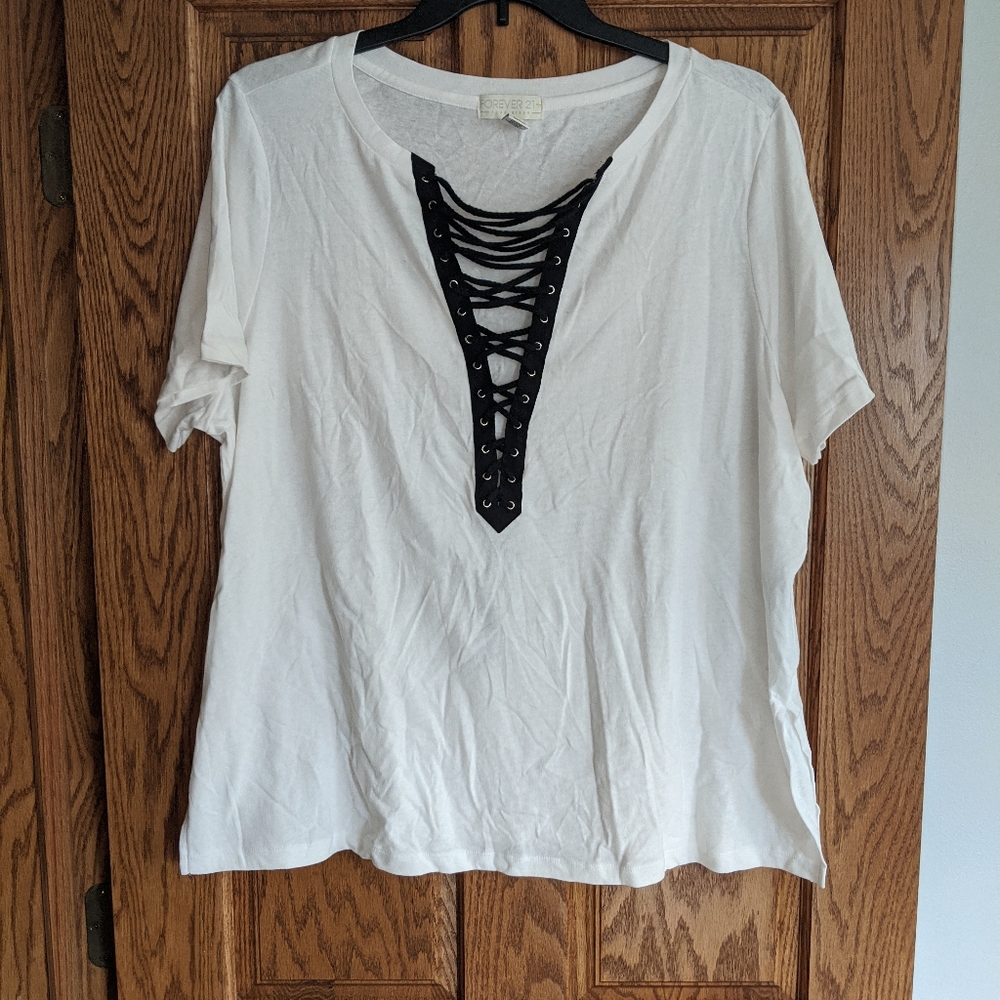 Plus lace up t shirt